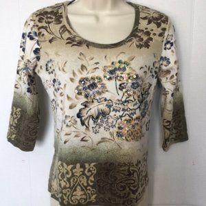 **2/$20** GLORIA VANDERBILT Women's 3/4 Sleeve Shirt Size S